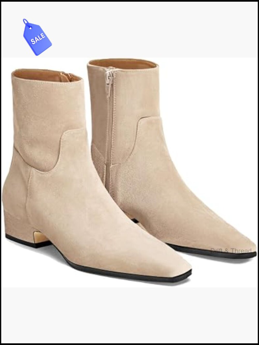 Womens Ankle Booties Low Heel Square Toe Chunky Heel Side Zipper Dressy Fall